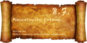Maszalovits Folkus névjegykártya
